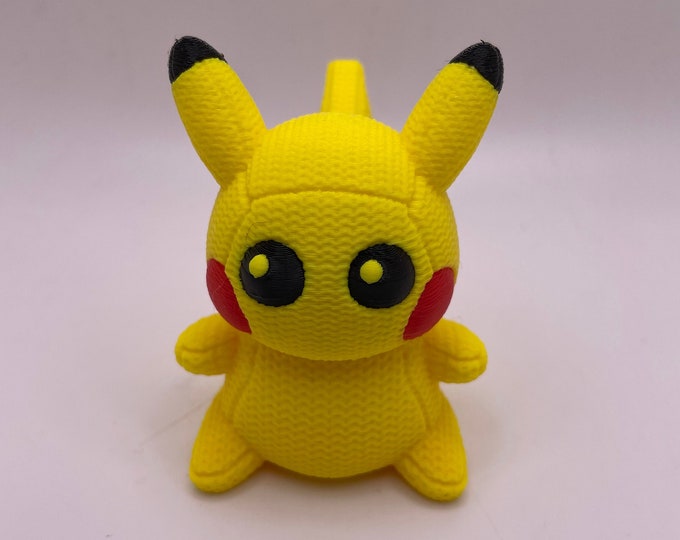 Knitted Style Pikachu | 3D Printed | Pokémon Figure, Gaming, Room Décor, Office, Desktop | Pokémon Collectible