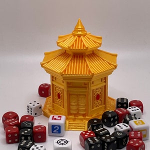 Caixa de dados Chinshi | Cofre de dados impresso em 3D | Caixa de esconderijo | Rolo Mítico | Compatível com Dungeons and Dragons, Pathfinder, TTRPG, Magic, etc.