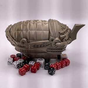 The Steampunk Airship Dice Vault | Stash Box | 3D Printed | Mythic Roll | Compatible with Dungeons and Dragons, Pathfinder, TTRPG, etc.