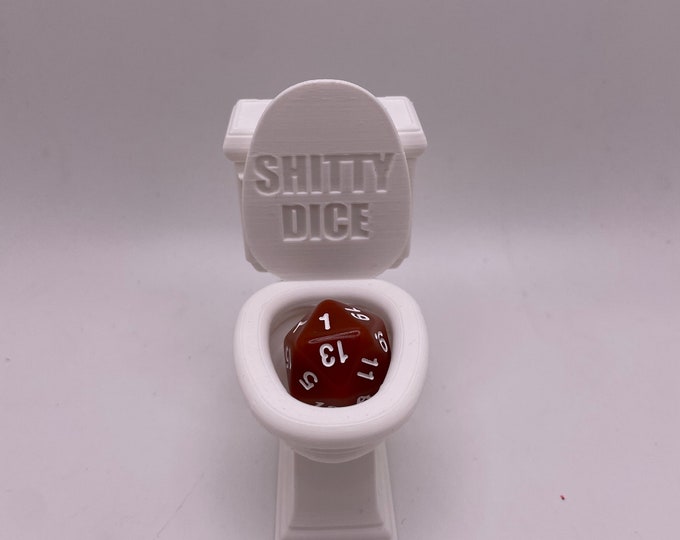 The Shitty Dice Toilet | Dice Guardian | 3D Printed | Compatible with Dungeons and Dragons, Pathfinder, TTRPG, Magic, etc.