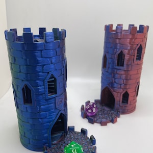 Kasteel dobbelstenen toren | 3D-geprinte dobbelsteenroller | Compatibel met Dungeons and Dragons, Pathfinder, TTRPG, Magic, enz.