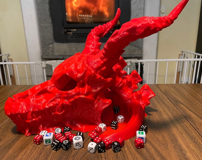 The Dragon Skull Dice Tower | 3D Printed Dice Roller | Dice Vault | Compatible with Dungeons and Dragons, Pathfinder, TTRPG, Magic, etc.