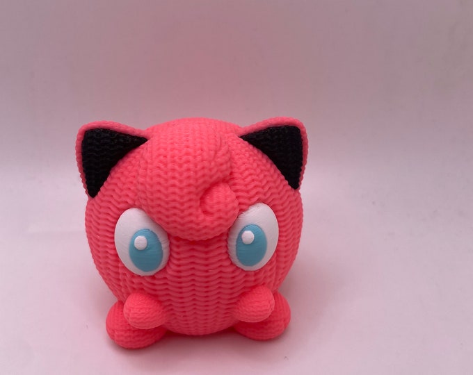 Knitted Style Jigglypuff | 3D Printed | Pokémon Figure, Gaming, Room Decor, Office, Desktop | Pokemon Collectible