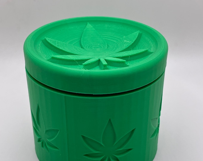 The Cannabis Leaf Stash Jar | Stash Box | 420 | Herb Storage | Cannabis Jar | 3D Printed