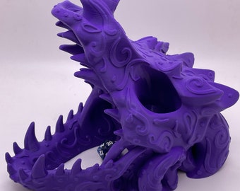 Décor Dragon Skull Dice Tower | 3D Printed Dice Roller | Compatible with Dungeons and Dragons, Pathfinder, TTRPG, Magic, etc.