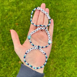 Pulseras con cuentas Mamma Mia / ABBA, Mamma Mia la inspiración musical / Pulseras de verano / Pulsera con cuentas de letras y palabras