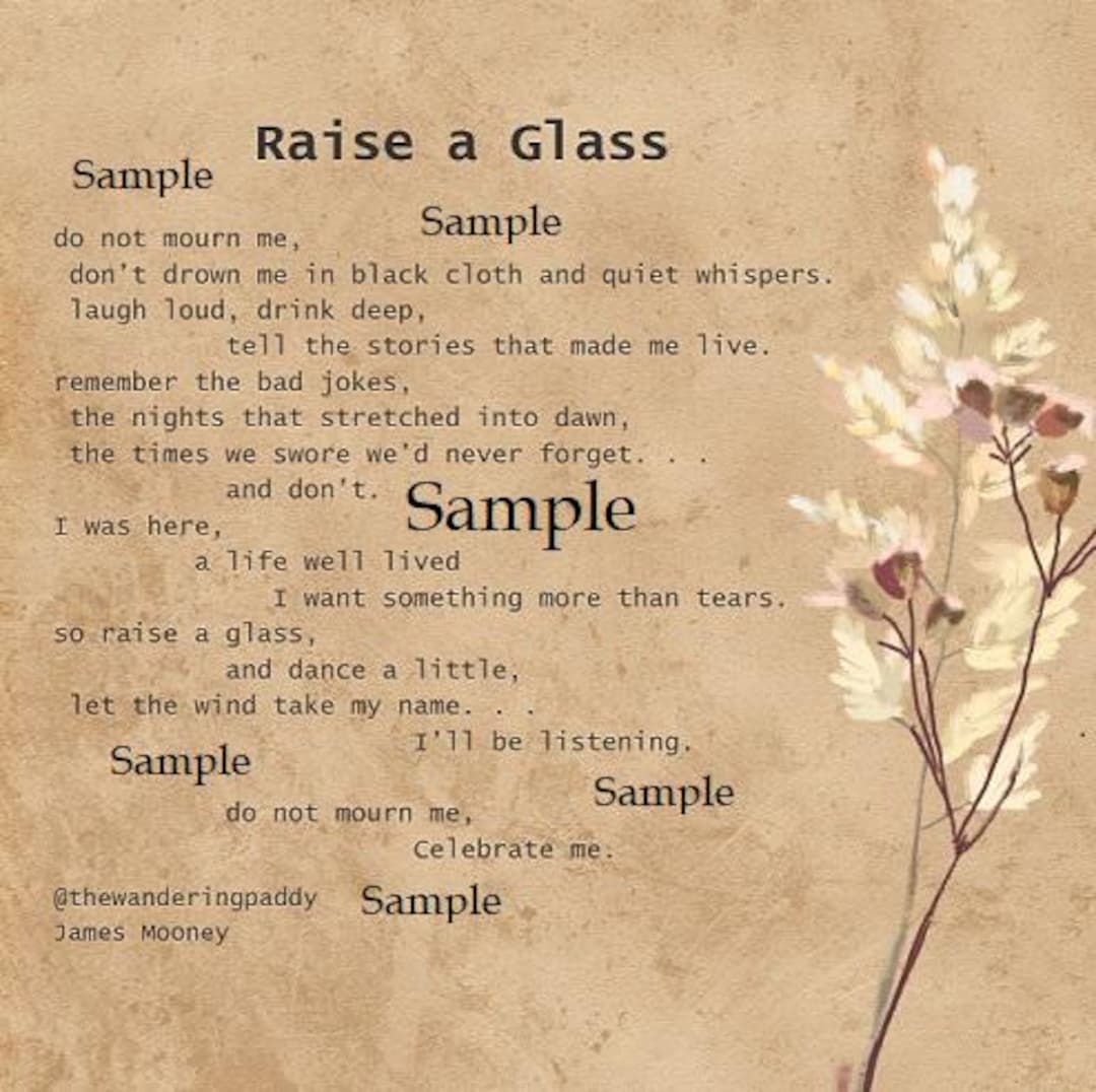 Raise a Glass &mdash; the poem set as a print