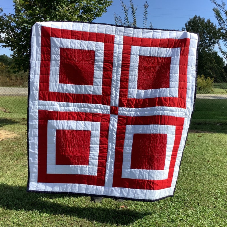 Gee's Bend Quilt, Cotton Quilt, Artistic Quilt, Quilt, Handstitched Quilt, Handsewn Quilt, Wall Hanger Quilt, Tapestry Quilt image 1