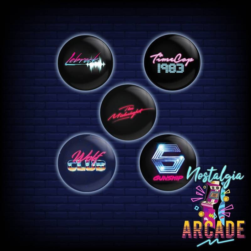 Synthwave Bands Badge Set 80s Retrowave Music Button Pin Etsy