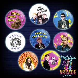 The Young Ones retro British comedy badge set gift