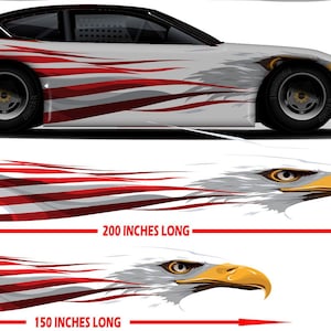 75 Screaming Eagle (white) Race car Side wrap Laminated Print Modified Late Model Super Stock Street