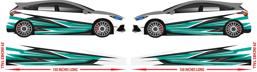9 Teal Strike Race Car Side Wrap Laminated Print Modified Late Model ...