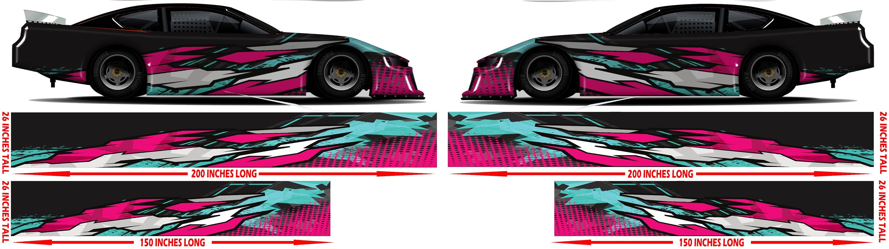 63 Cotton Candy Race Car Side Wrap Laminated Print Modified Late Model