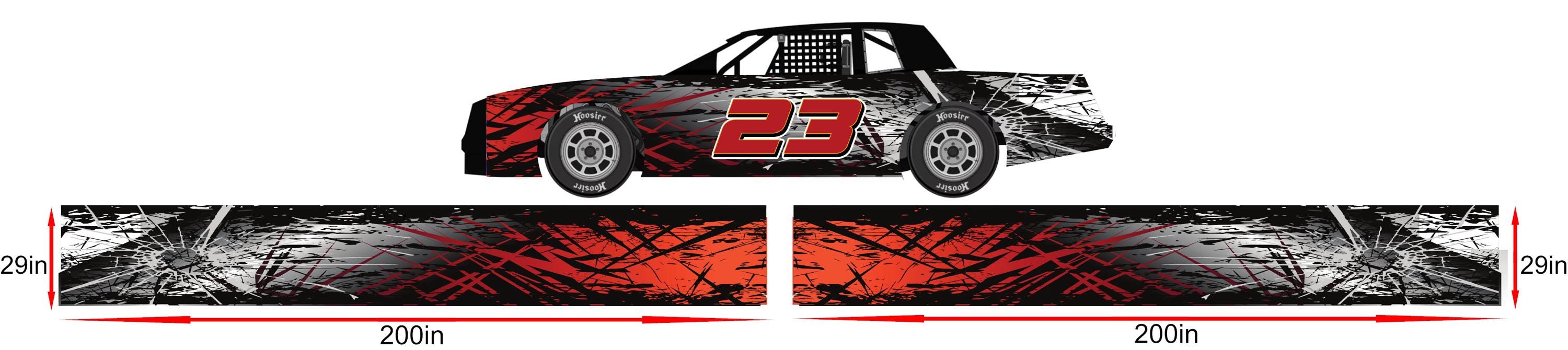 Enhanced Race Car Side Wrap W/Number:Shattered Night