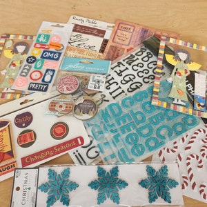 Realizzazione di cartoline adesive, scrapbooking, calendario, autunno, Natale, lettere e numeri
