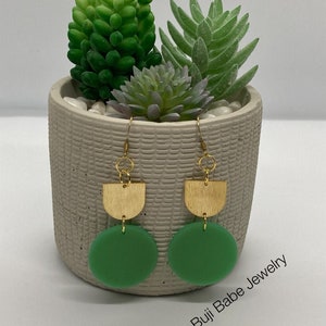 Clay Earrings, Dangle Earrings, Statement Earrings, Brass Earrings, Gift Ideas
