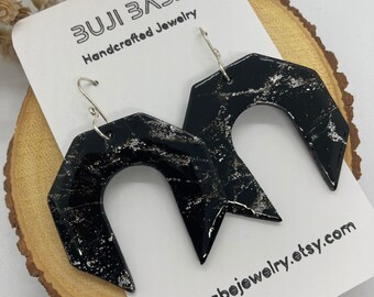Polymer Clay Earrings, Handmade Earrings, Marble Earrings, Statement Earrings, Geometric Earrings