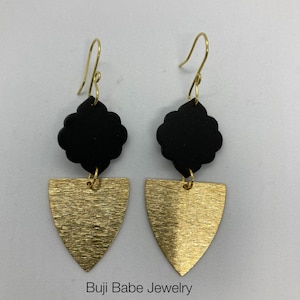 Clay Earrings, Brass Earrings, Handmade, Gift Ideas, Statement Earrings