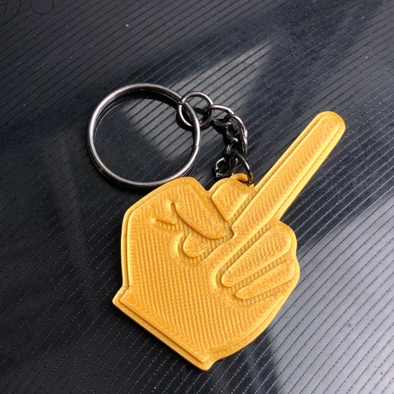 Middle Finger Keychain Gold/silver/glow in the Dark 3D Printed 