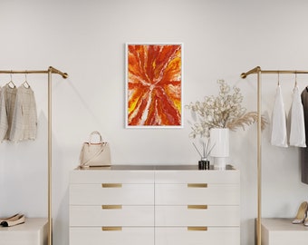 Ginger: Orange, White and Yellow Acrylic Abstract Paint Pour Painting