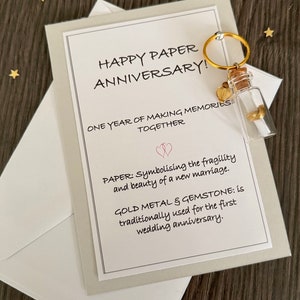 Regalo de aniversario en papel, tarjeta de aniversario en papel, obsequios de recuerdo del primer aniversario, tarjeta de aniversario en papel para esposo/esposa