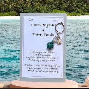 Regalo de tortuga Llavero de tortuga de viaje, llavero de tortuga, amuleto de bolso de tortuga de viaje, idea de regalo de cumpleaños para un amigo, amuleto de buena suerte de gema de viaje
