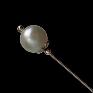 Pearl Hat Pin Silver Vintage Style Hat Pin Wdding Guest Hats Bridal Veil Pin Brooch Pin Beach Hat Pin Lapel Pin, Stick Pin, Hijab Pin,