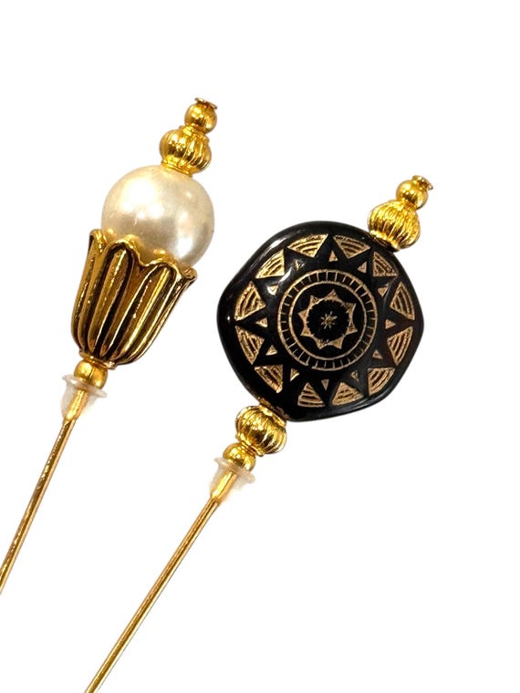 Elegant Black and Pearl Hat Pins Set Hat Pin With Pearl - Etsy main image 4