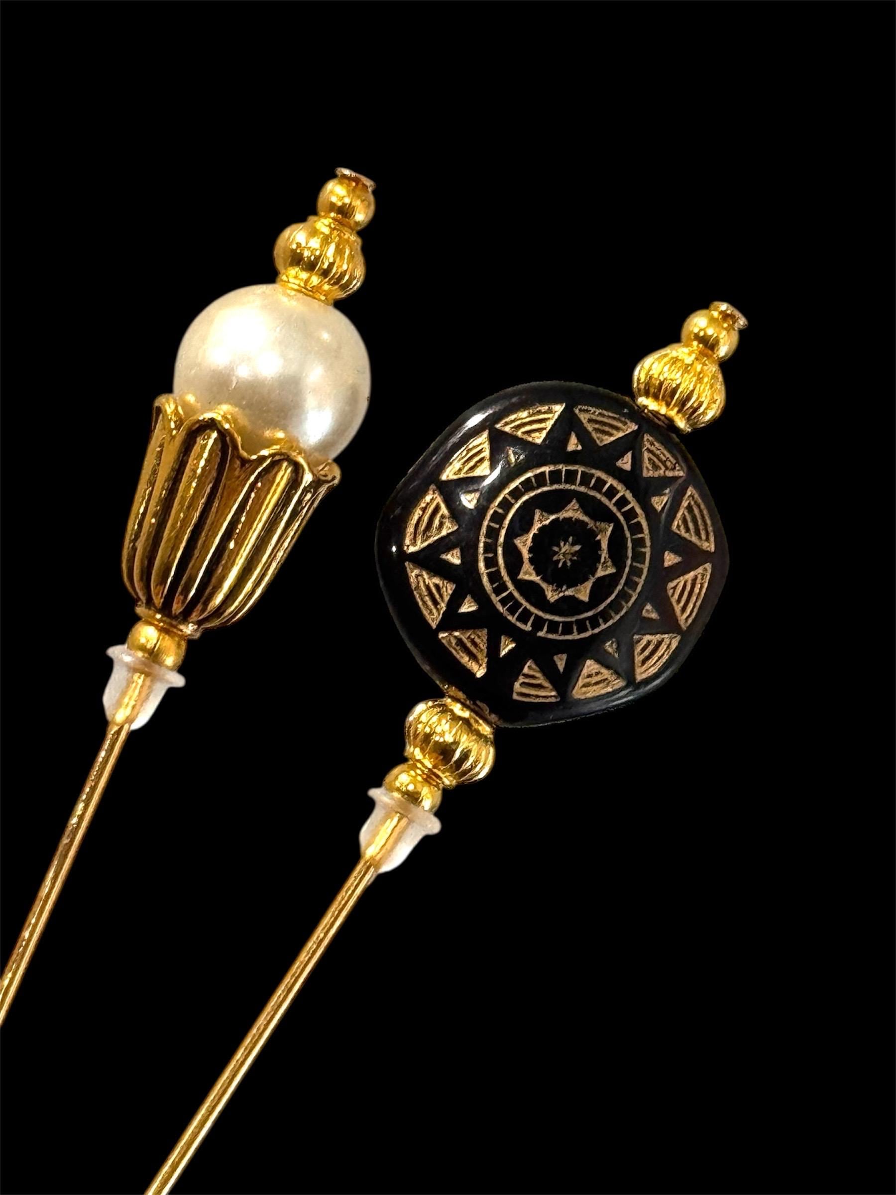 Elegant Black and Pearl Hat Pins Set Hat Pin With Pearl - Etsy main image 2