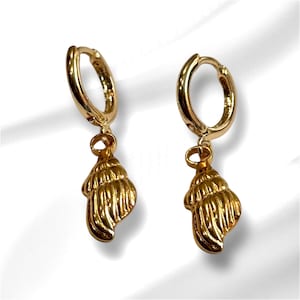 18K Gold Plated Sea Shell Earrings, Beach and Ocean Jewelry, Shell Necklace Charms, Beach Life, Gift For Her