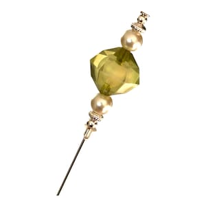 Beautiful Hat Pin Green Vintage beads Pearl Hat Pin in a choice of length Pin Protector, Wedding Hats, Ascot Hats for women