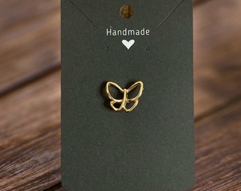 ButterflyGold or Silver Button Pin, Dainty Butterfly Lapel or Blouse Pin, Heart Pin Scarf, Bag or Pocket Pin, Extra Button Pin, Low top Pin