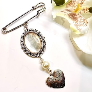 Bridal Memory Remembrance Photo Bouquet Charm,  Wedding Memorial Bouquet Charm pin