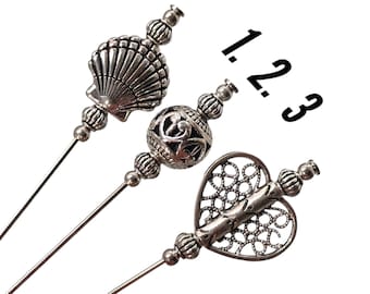 Tibetan Silver Hat Pin, Vintage Style, Wedding Hat Accessory