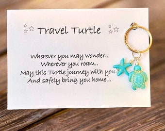 Turtle Keychain, Turtle Keyring, Personlised Gift, Travel Turtle Bag Charm, Good Luck Charm, Birthday Gift Idea for Friends