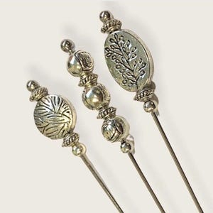 3x Tibetan Silver Hat Pins, Long Silver Hat Pins, Lapel Pins In a choice of Lengths Silver Brooch Pins Hat Brooch