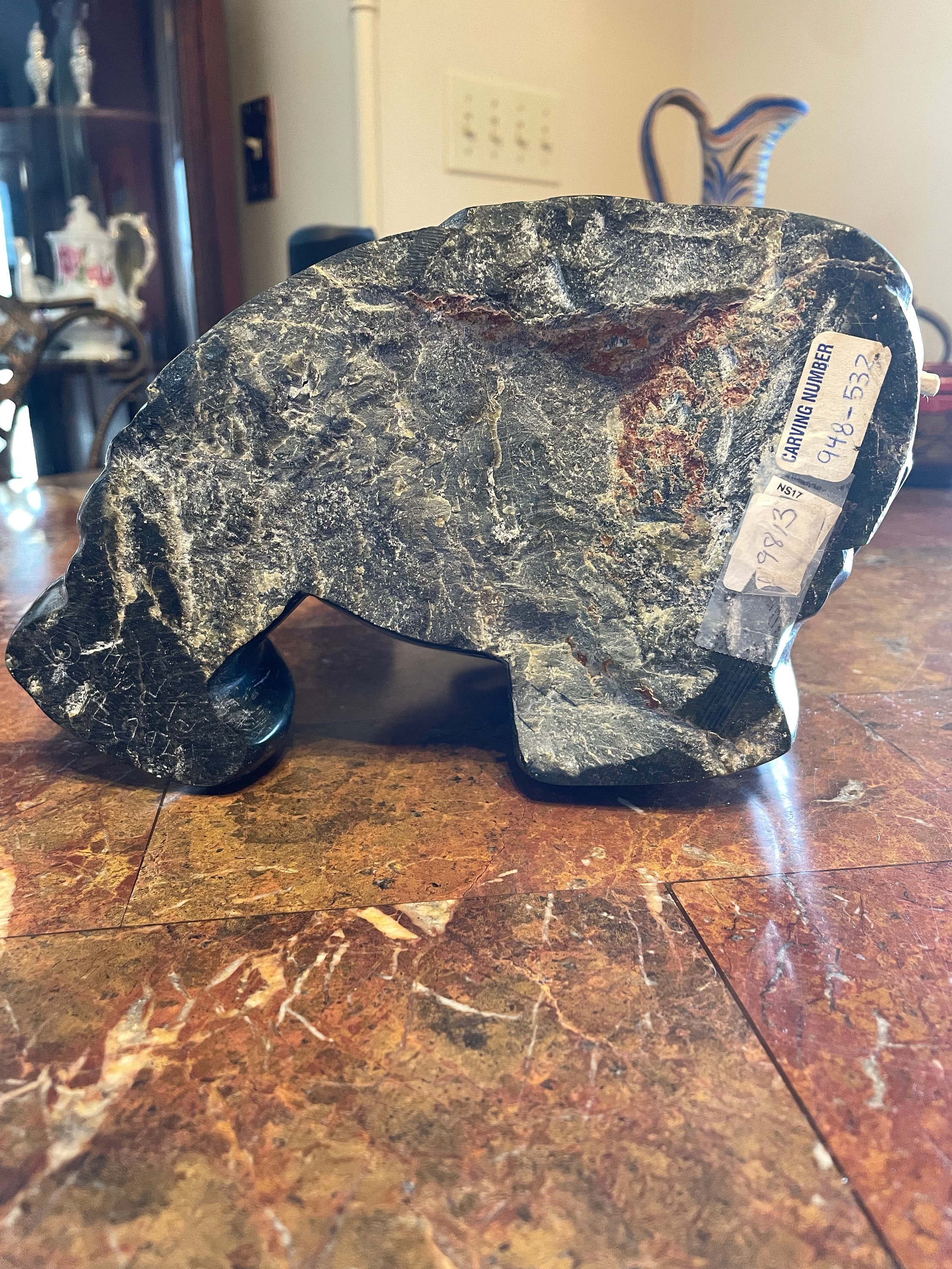 Vintage Genuine Inuit Carving of Eskimo Fishing With Fishing Pole