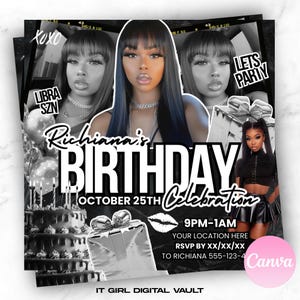 Editable Birthday Flyer, Happy Birthday Flyer, Invite flyer, Birthday event flyer, CEO birthday flyer, Canva template.