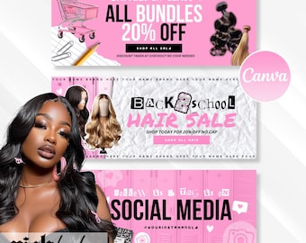 Editable Back to School Hair Business Web Banner Templates (Canva)
