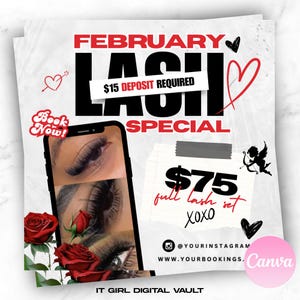 Editable February Lash Special Flyer: Canva Template