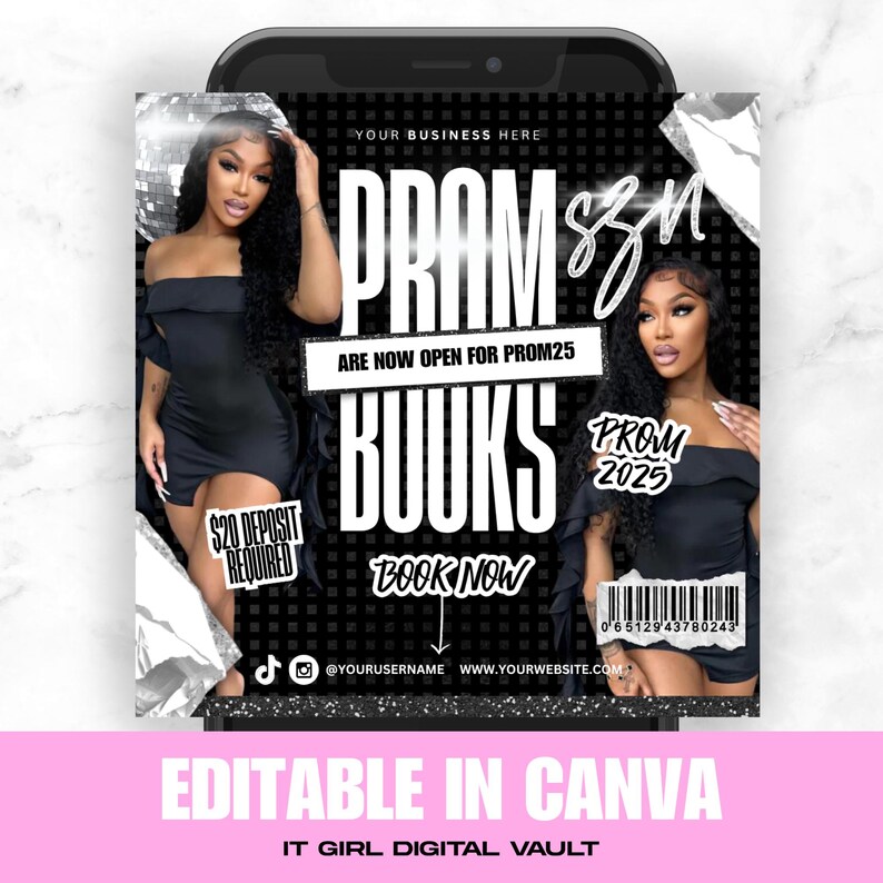 Bar Code For Prom Editable Prom Bookings Flyer, Hair Flyer, Nails, Lashes, Makeup, Canva ...