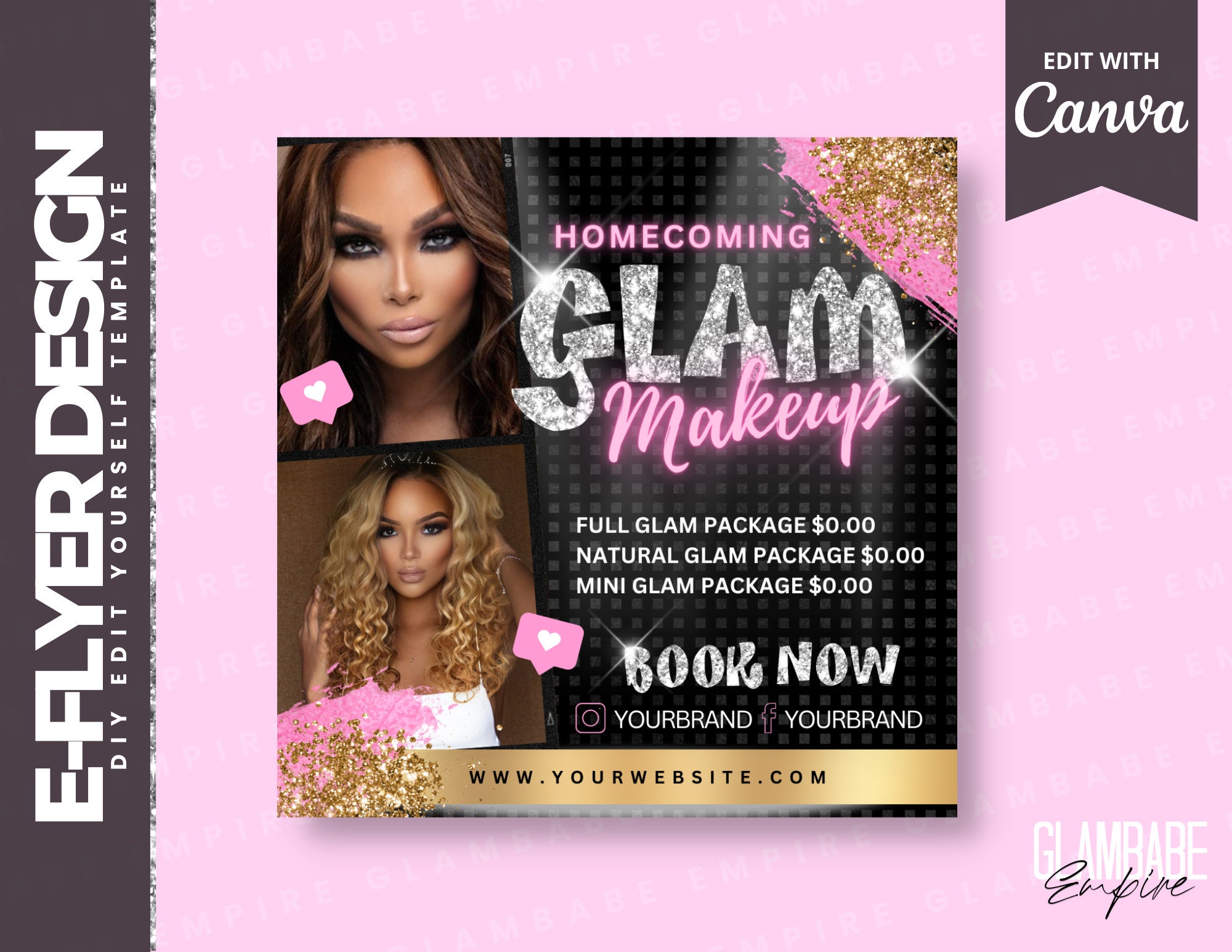 Editable Glam Makeup Special Deals Template Flyer Custom Makeup