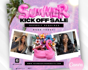 Editable Summer Sale Bookings flyer, New bookings flyer, book now flyer, appointments, appointment flyer, canva template