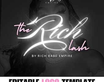 Plantilla de logotipo de pestañas editable en Canva, versión gratuita