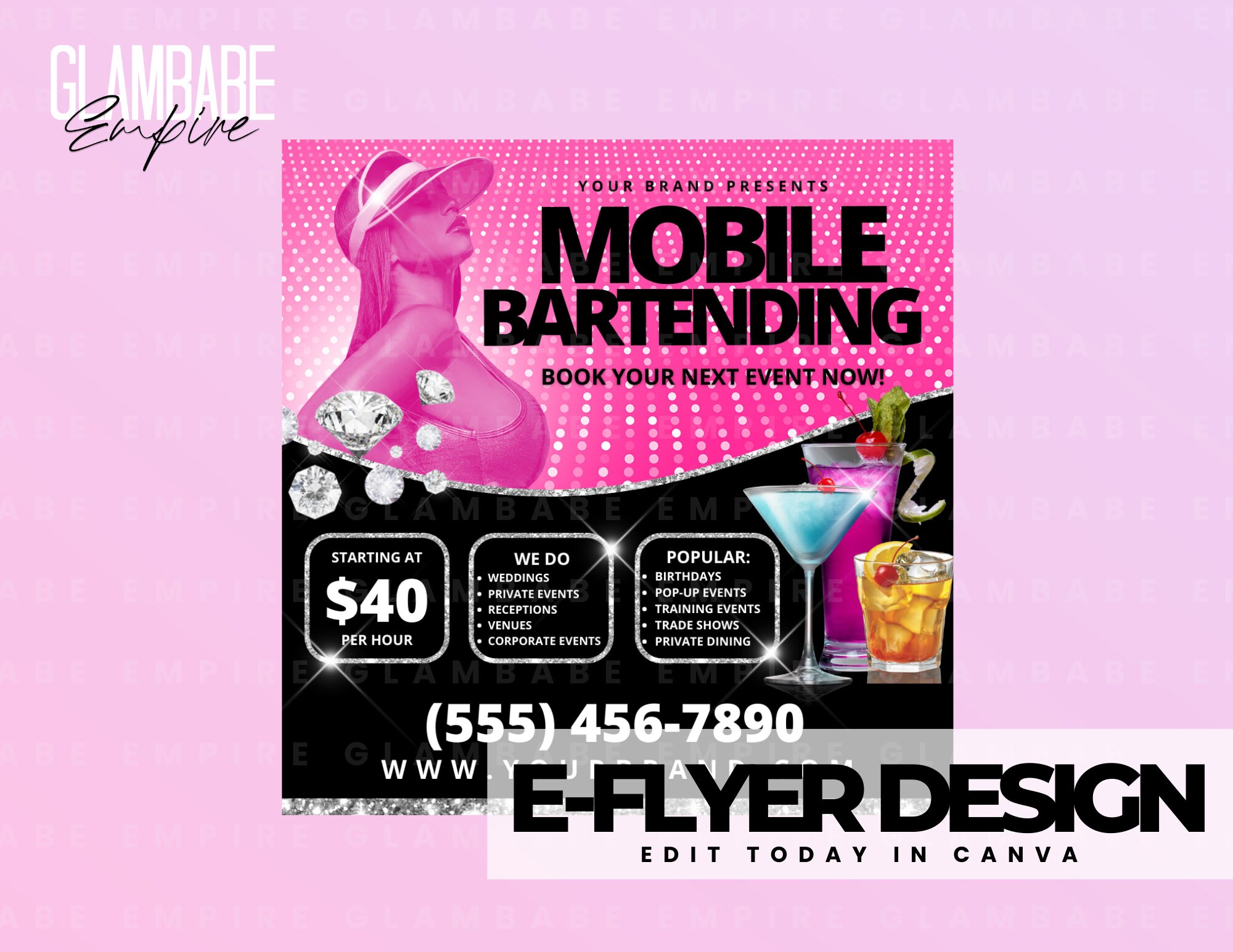 Mobile Bartending Eflyer Template Bartender Bartending Etsy