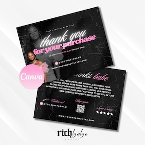 Tarjeta de agradecimiento editable, imprima usted mismo tarjeta de visita, tarjeta de agradecimiento para el cabello, tarjeta de agradecimiento de pestañas, diseño, tarjeta de agradecimiento para el cabello