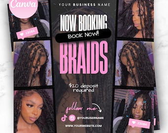 Editable Braids flyer, Braids booking Flyer, Braids Specials, Braid Flyer, Hair install Flyer, Hair Flyer, Social Media Flyer.
