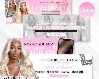Editable Lash Business Website Banners, Canva Templates