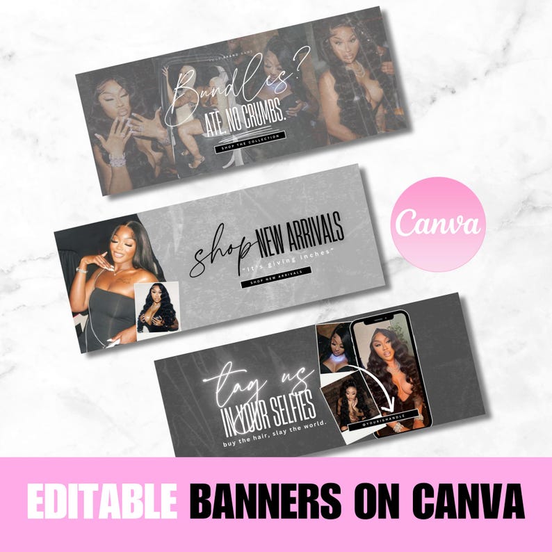 Editable Hair Bundles Web Slide Banners: DIY Canva Templates image 2