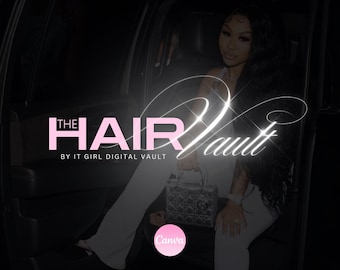 Plantilla de logotipo de peluquería editable en Canva, versión gratuita